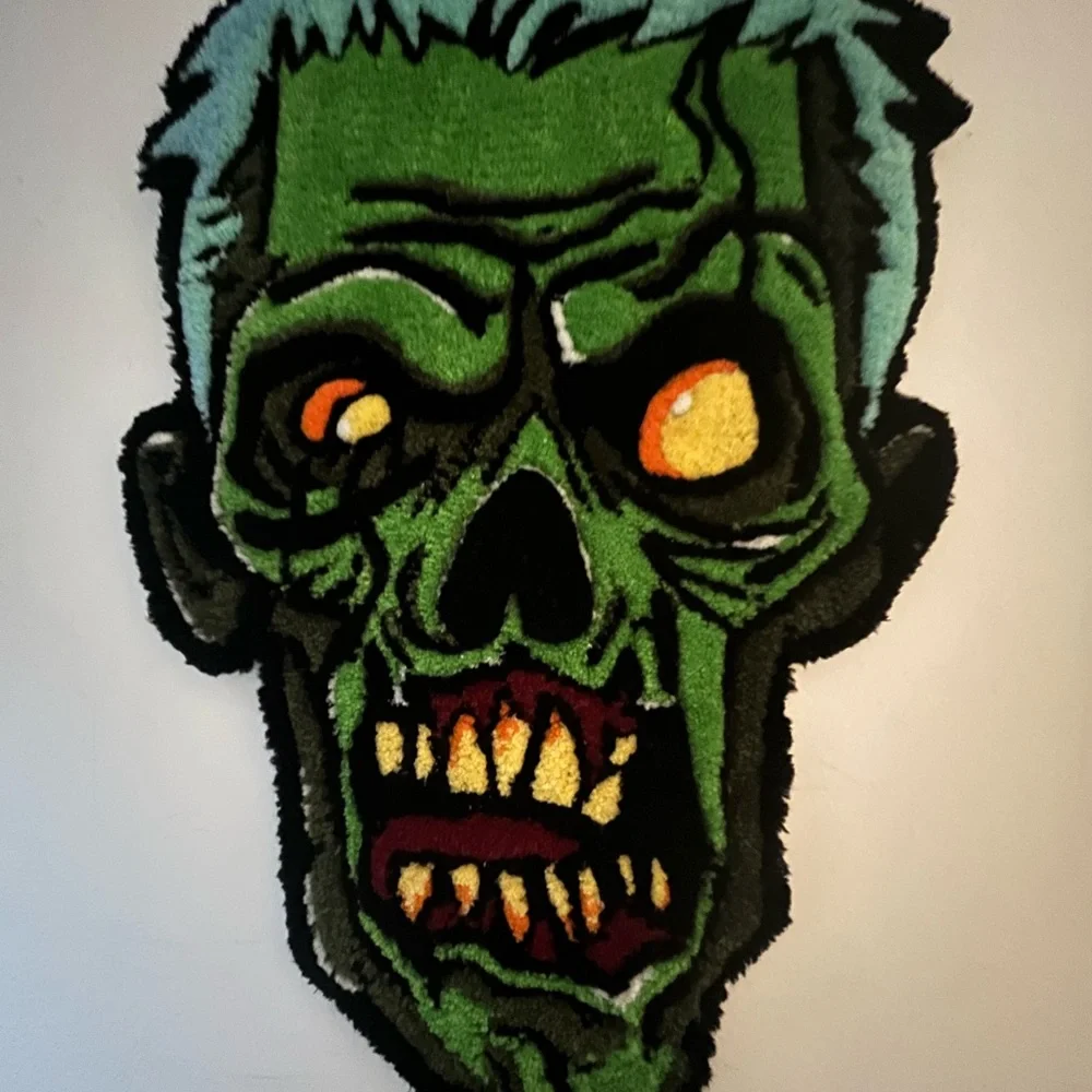 Handmade Zombie Face Wall Rug - Picture 1 of 16